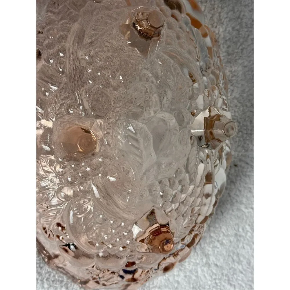Vintage Indiana Glass Co. Pink Glass Footed Fruit Bowl “Harvest Grape”